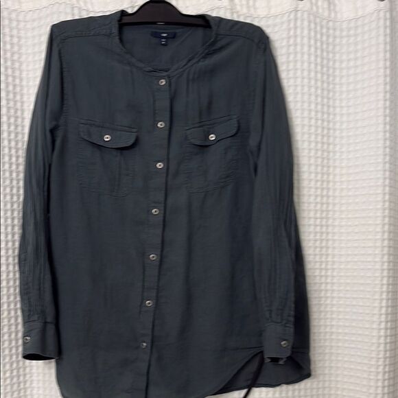 GAP Gray Casual Button Down Shirt Relaxed Fit Size M - Picture 1 of 6